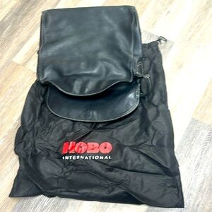 HOBO black leather dust bag single strap solid size 12H X 14L